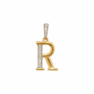 22ct Initial R CZ Pendant