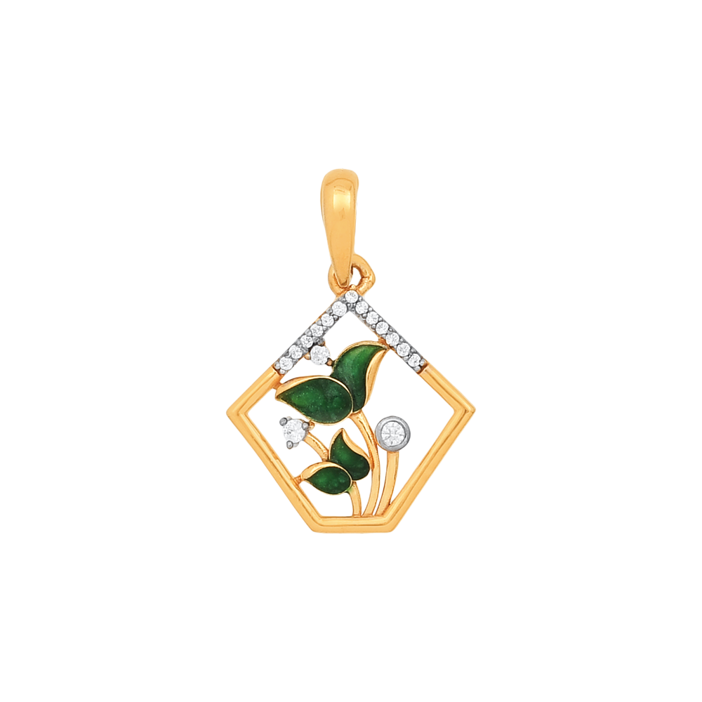 22 Ayar Altın Yeşil Yaprak CZ Kolye 22 Ayar Altın Yeşil Yaprak CZ Kolye