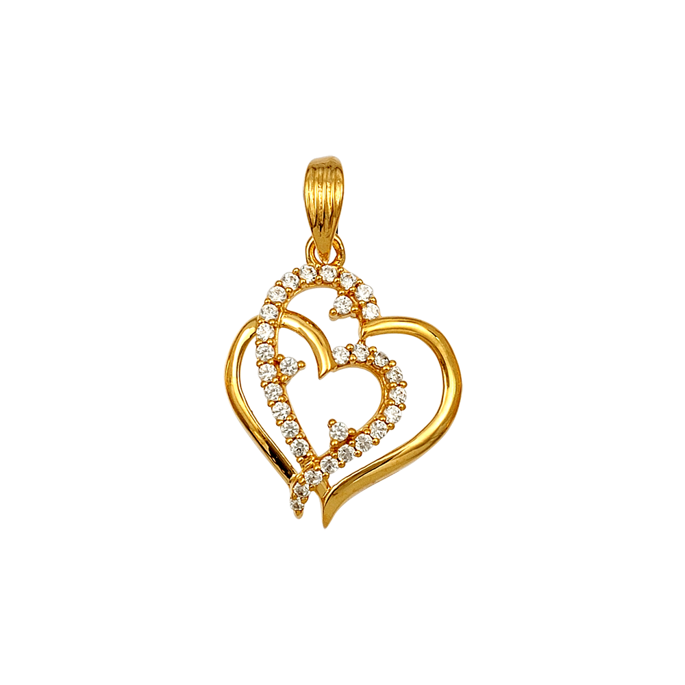 CZ Taşlı Altın Çift Kalp Kolye CZ Taşlı Altın Çift Kalp Kolye