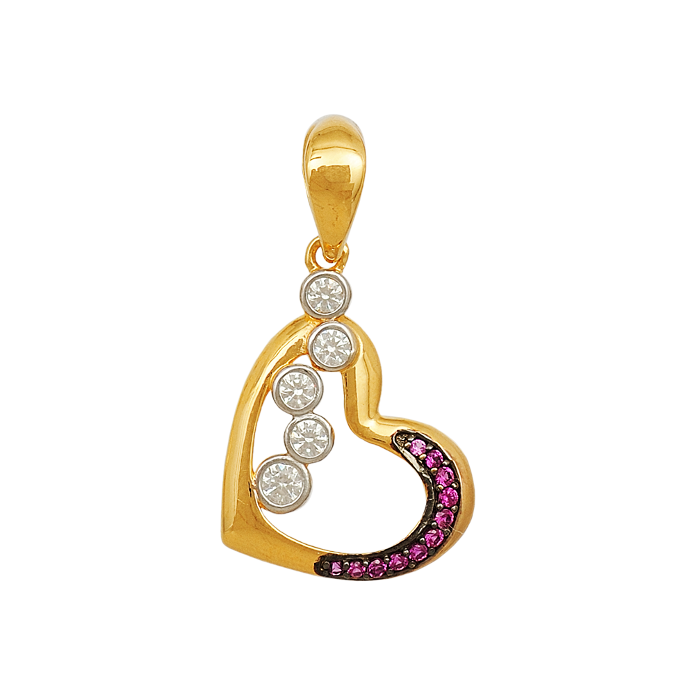 قلادة قلب من الذهب عيار 22 قيراط مع أحجار CZ قلادة قلب من الذهب عيار 22 قيراط مع أحجار CZ