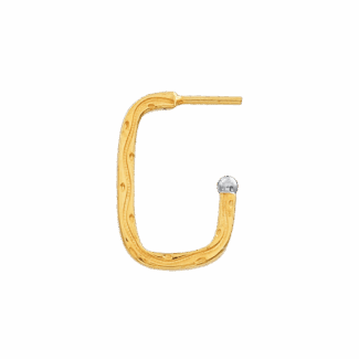 22ct Gold Textured Square Hoop Earring | With Rhodium Tip 22ct Gold Textured Square Hoop Earring | With Rhodium Tip