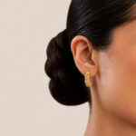 22ct Sunrise Gold Rosette Half Hoop Style Earring Studs