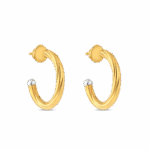 حلق دائري دائري ملتوي من الذهب عيار 22 قيراط | بطرف روديوم حلق دائري دائري ملتوي من الذهب عيار 22 قيراط | بطرف روديوم