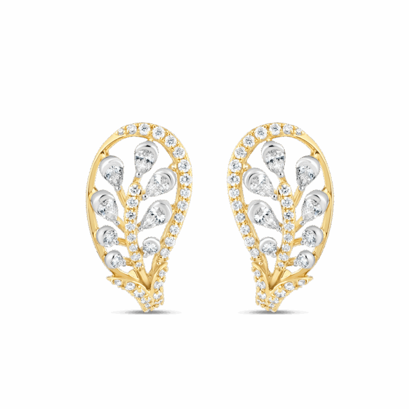 أقراط مرصعة بالذهب عيار 18 قيراطاً من الألماس على شكل كرمة أقراط مرصعة بالذهب عيار 18 قيراطاً من الألماس على شكل كرمة