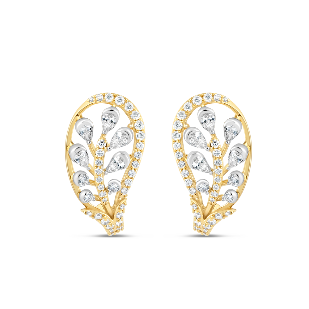 أقراط مرصعة بالذهب عيار 18 قيراطاً من الألماس على شكل كرمة أقراط مرصعة بالذهب عيار 18 قيراطاً من الألماس على شكل كرمة