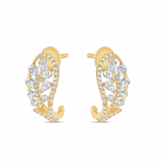 18ct Gold Diamond Leaf Vine Stud Earrings