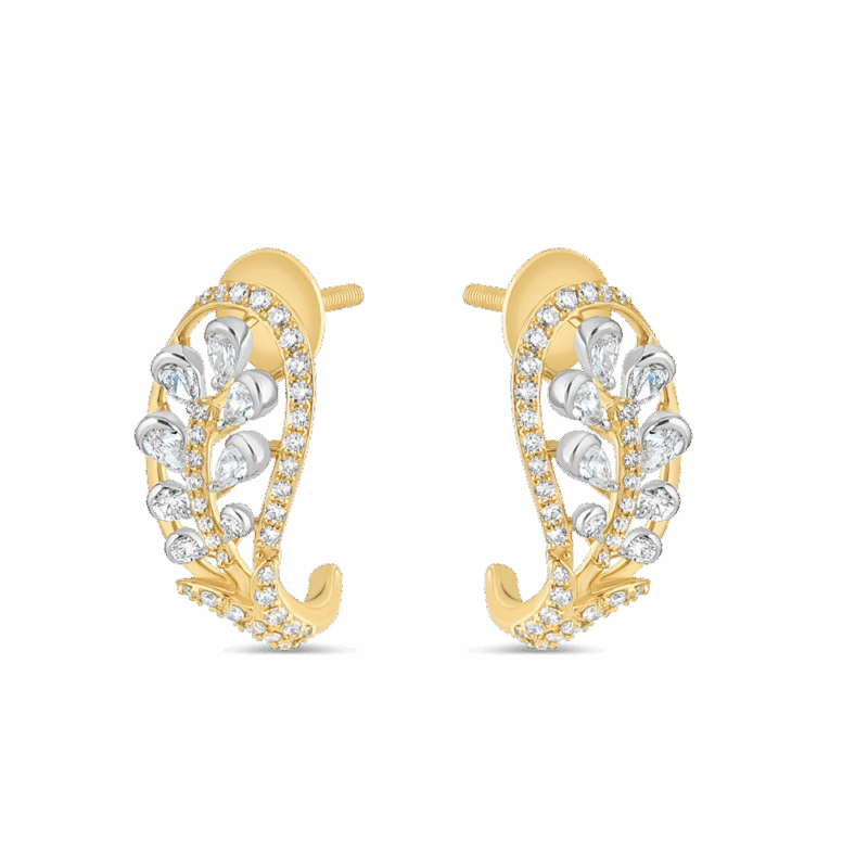 أقراط مرصعة بالذهب عيار 18 قيراطاً من الألماس على شكل كرمة أقراط مرصعة بالذهب عيار 18 قيراطاً من الألماس على شكل كرمة