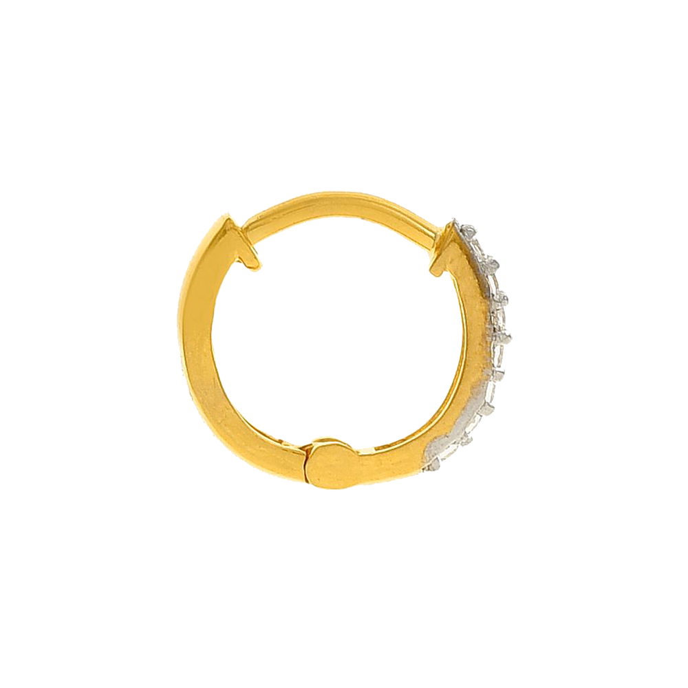 22 Ayar Altın CZ Halka Küpe | Rodyum Kaplama ile 22 Ayar Altın CZ Halka Küpe | Rodyum Kaplama ile