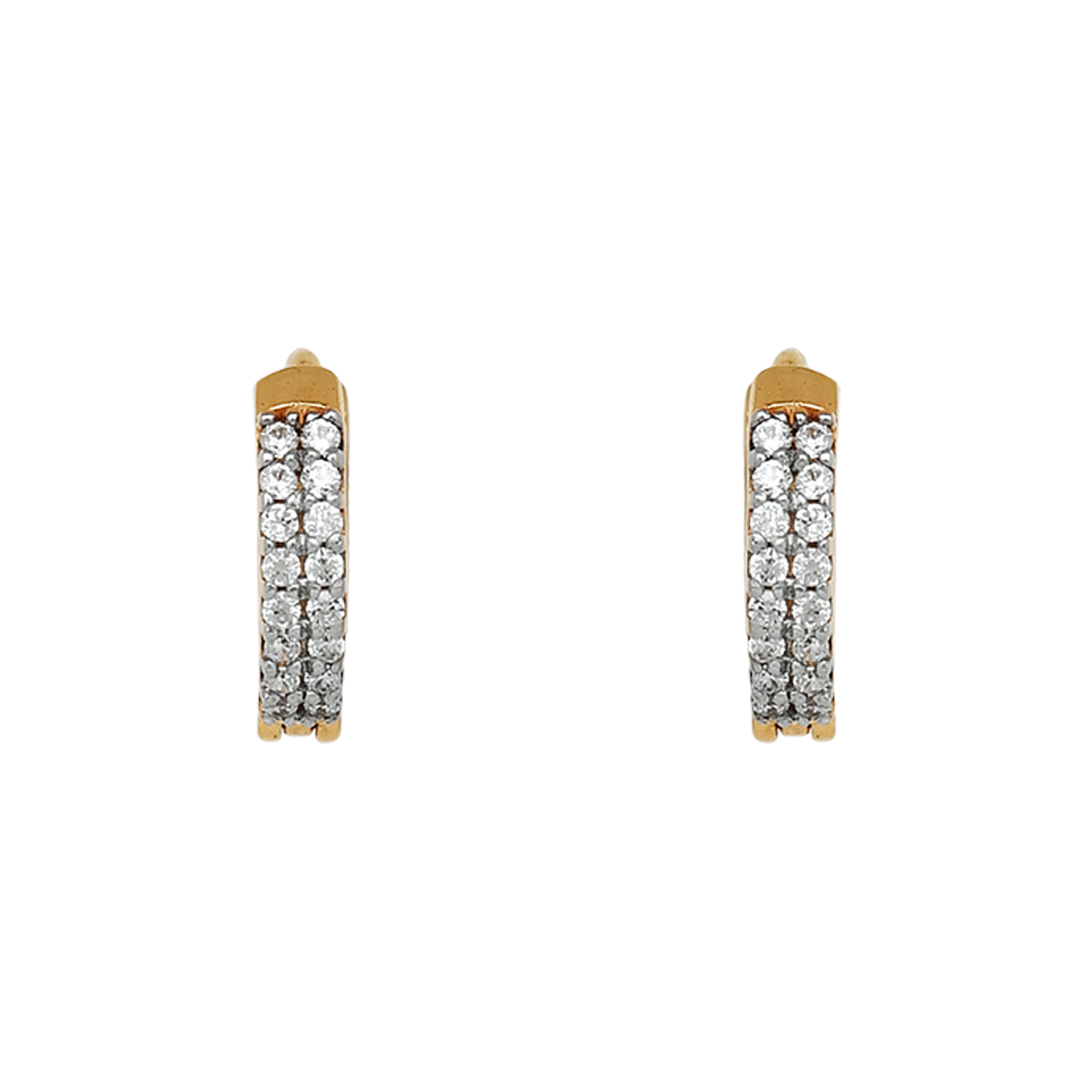 22 Ayar Altın CZ Çift Sıralı Halka Küpe 22 Ayar Altın CZ Çift Sıralı Halka Küpe