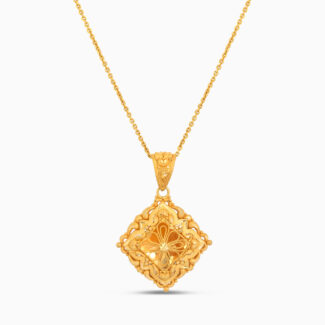 Square Bloom Gold Pendant