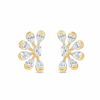 18ct Gold Diamond Floral Stud Earrings