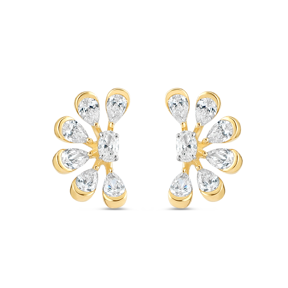 18 Ayar Altın Pırlanta Çiçekli Saplama Küpe 18 Ayar Altın Pırlanta Çiçekli Saplama Küpe