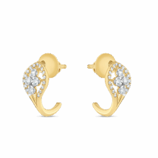 18ct Gold Diamond Paisley Stud Earrings
