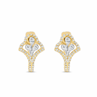 18ct Gold Diamond Floral Hoop Earrings