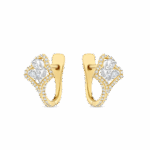 أقراط دائرية من الذهب عيار 18 قيراطاً من الألماس على شكل أزهار أقراط دائرية من الذهب عيار 18 قيراطاً من الألماس على شكل أزهار