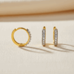 22ct Gold Rhodium Finish CZ Hoop Ohrring