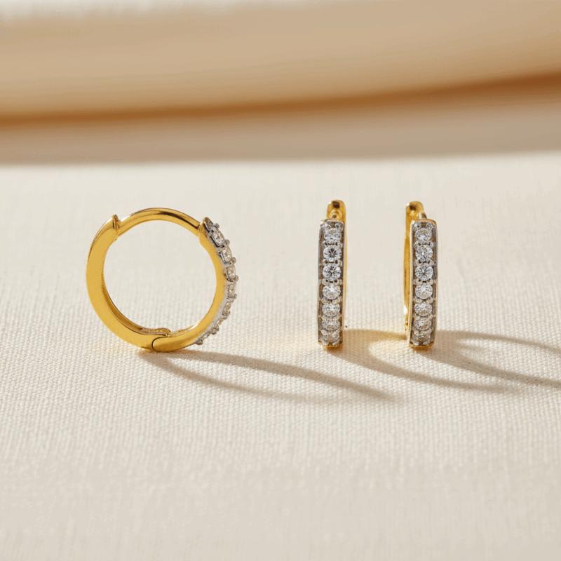 22ct Gold Rhodium Finish CZ Hoop Ohrring