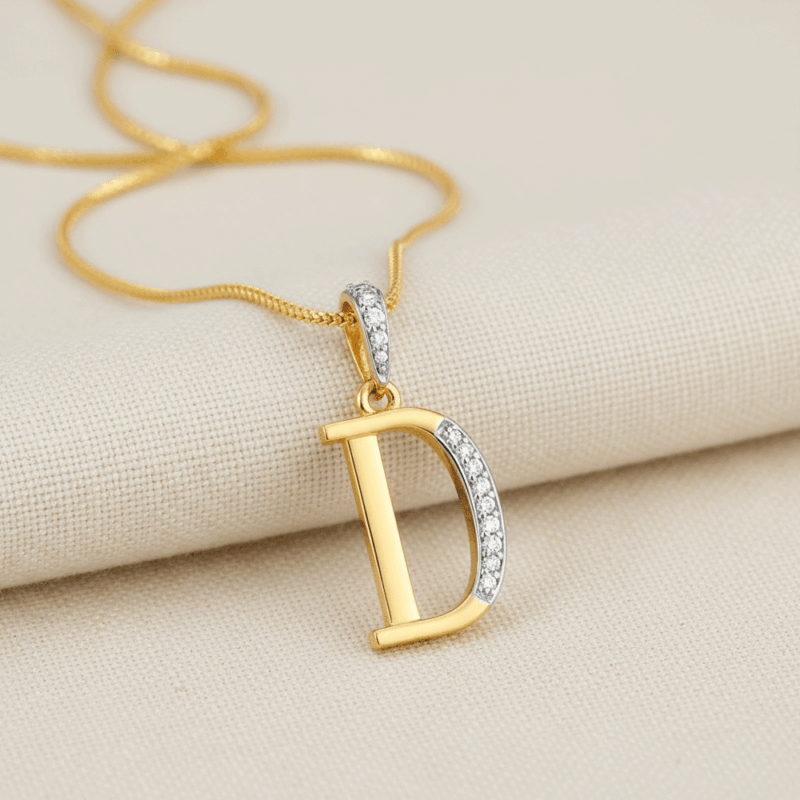 22 Ayar Altın D Harfli CZ Kolye 22 Ayar Altın D Harfli CZ Kolye