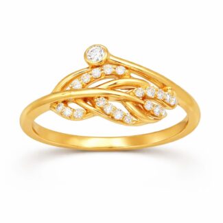 22ct Yellow Gold CZ Leaf Curve Ring | Size N 1/2