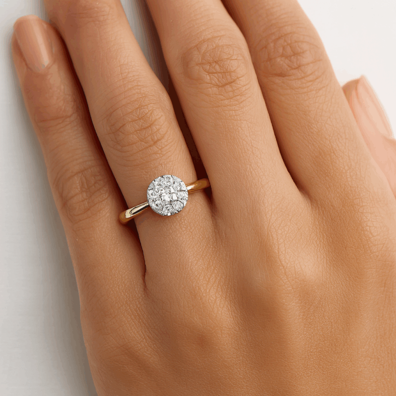 18ct Halo Diamant Ehering 18ct Halo Diamant Ehering