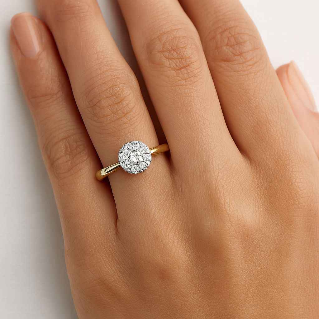 خاتم زواج هالة الألماس عيار 18 قيراط خاتم زواج هالة الألماس عيار 18 قيراط