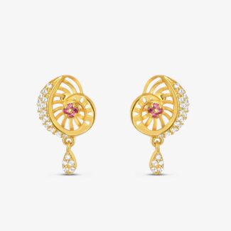 22ct Gold Spiral CZ Stud Earrings