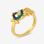 خاتم من الذهب عيار 22 قيراط من المينا والكريستال الذهبي | مقاس L½ خاتم من الذهب عيار 22 قيراط من المينا والكريستال الذهبي | مقاس L½