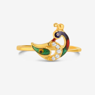 Peacock Grace 22ct Gold CZ & Enamel Ring | Size M Peacock Grace 22ct Gold CZ & Enamel Ring | Size M