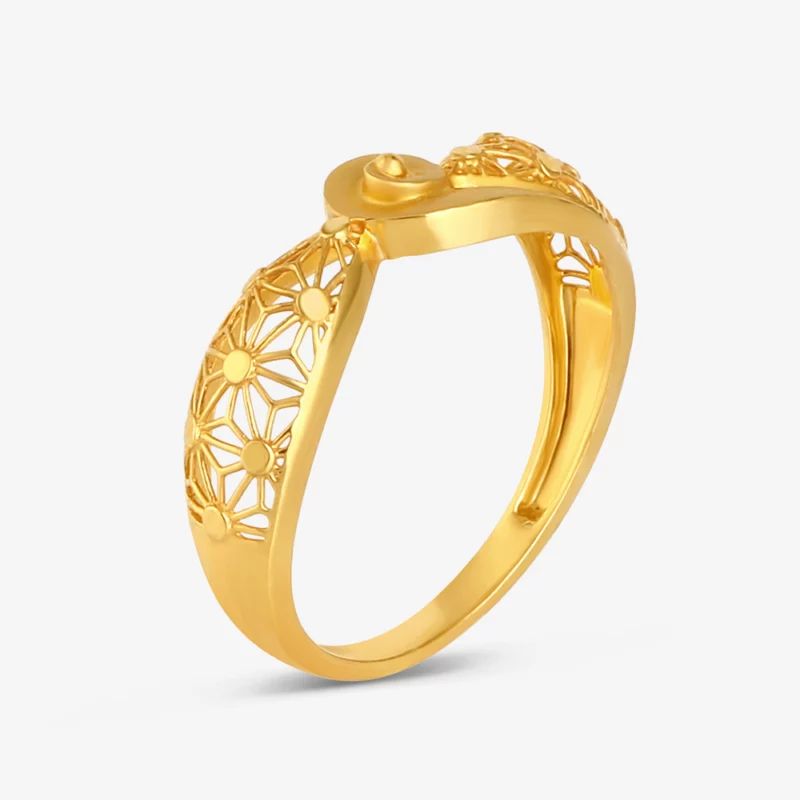 22ct Gold Floral Ring Size O | Die-Stamp Design | PureJewels UK