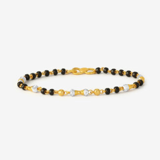 Black Bead Baby Bracelet in 22ct Gold