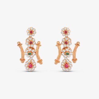 CZ Flower Drop Earrings