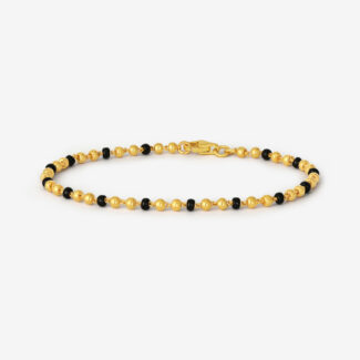 Mangalsutra Bracelet in 22ct Yellow Gold with Black Beads