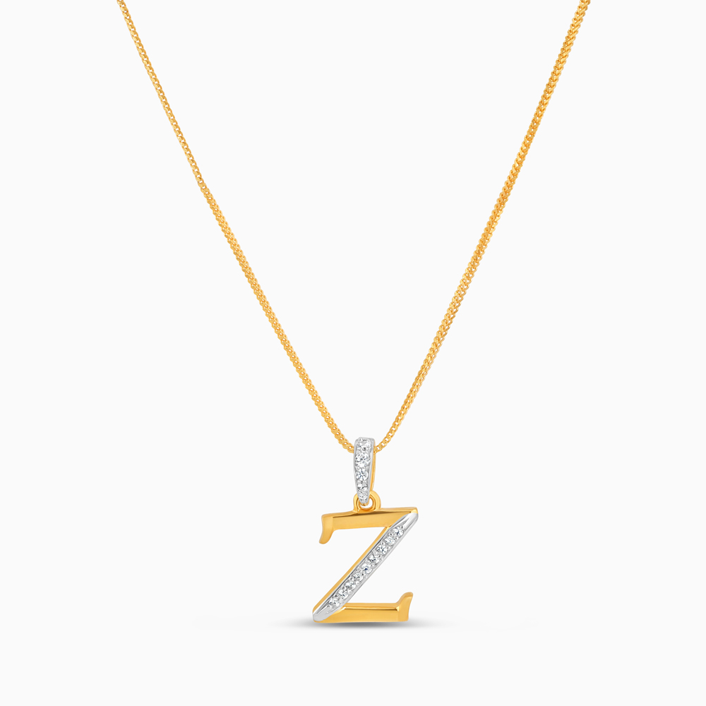 قلادة الأحرف الأولى من Z من الذهب عيار 22 قيراط مع حجر CZ قلادة الأحرف الأولى من Z من الذهب عيار 22 قيراط مع حجر CZ