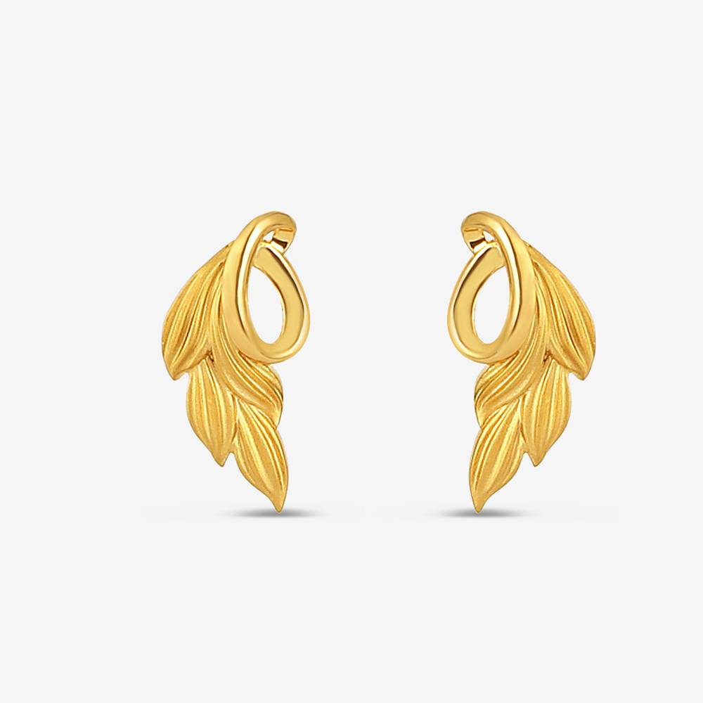 أقراط مرصعة بأوراق ذهبية عيار 22 قيراط من الذهب السادة أقراط مرصعة بأوراق ذهبية عيار 22 قيراط من الذهب السادة