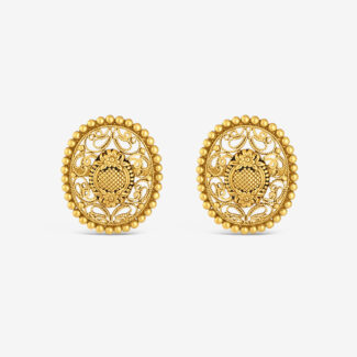 Armari 22ct Gold Oval Studs – Antique Matte Finish Armari 22ct Gold Oval Studs – Antique Matte Finish