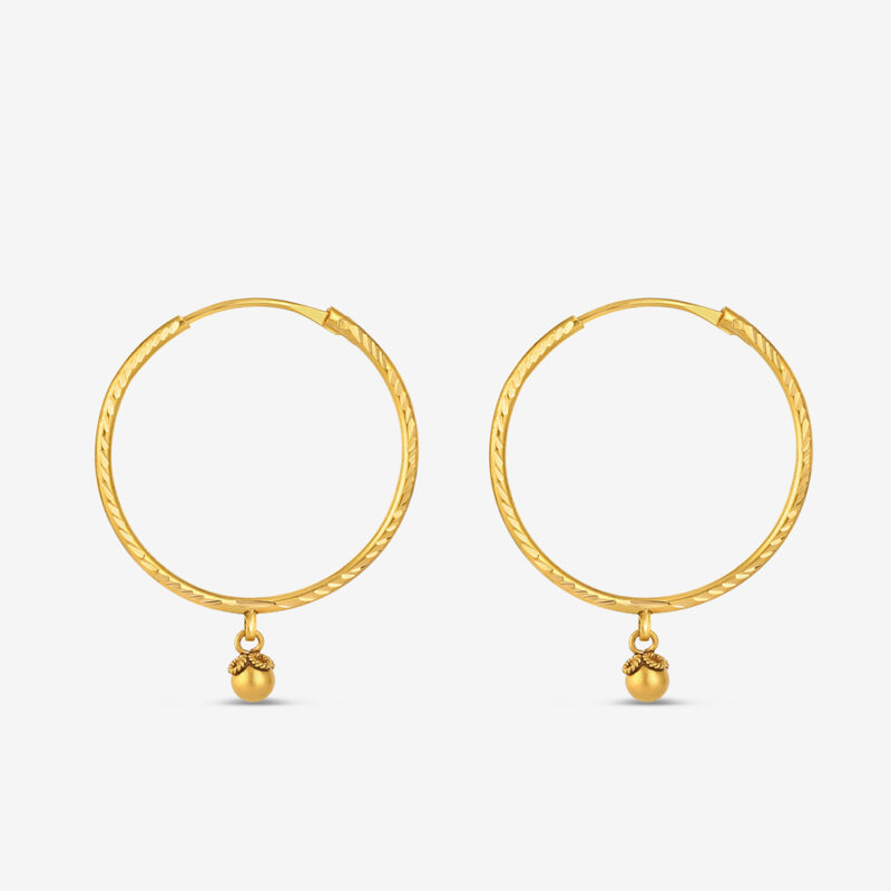 Armari 22ct Gold Dangling Ball Hoop Earrings