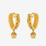 22ct Gold V-Shape Hoops with Drop