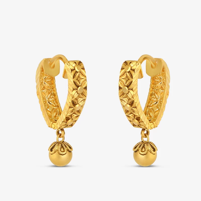 22ct Gold V-Shape Hoops with Drop 22ct Gold V-Shape Hoops with Drop