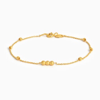 22ct Gold Textured Bead Chain Bracelet