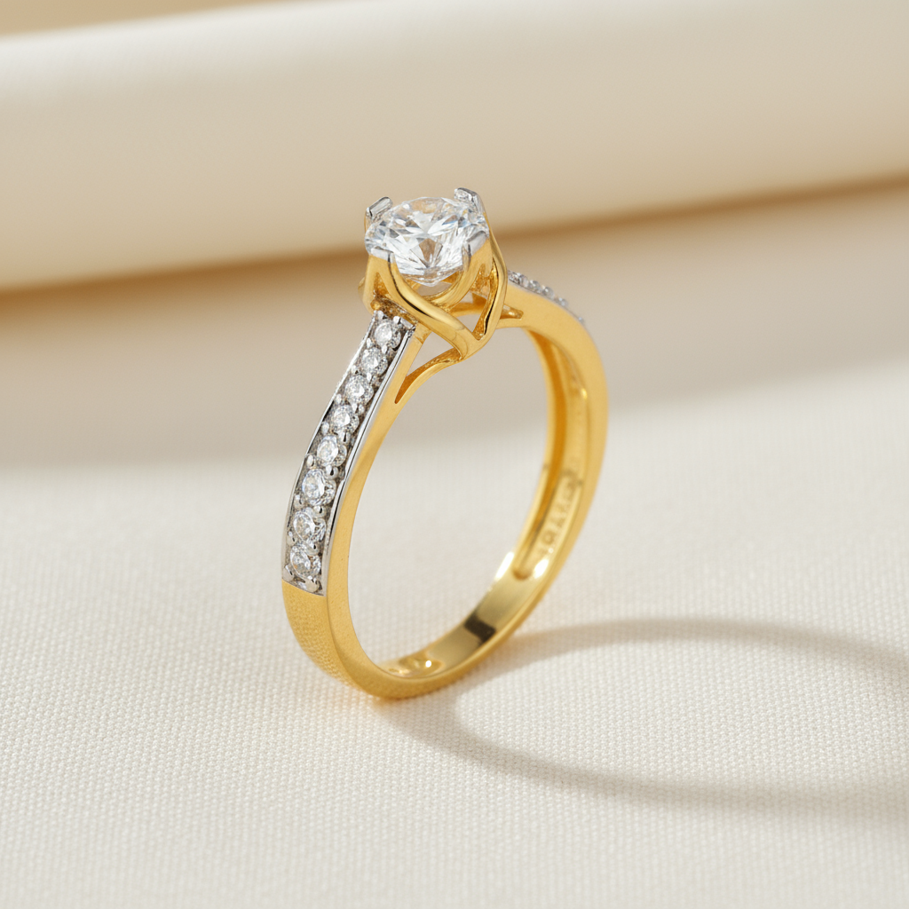 22 Ayar Altın Tektaş CZ Yüzük 22 Ayar Altın Tektaş CZ Yüzük