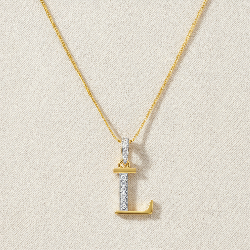 قلادة L ذهبية عيار 22 قيراط من الذهب قلادة L ذهبية عيار 22 قيراط من الذهب