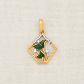22ct Gold Green Leaf CZ Pendant 22ct Gold Green Leaf CZ Pendant