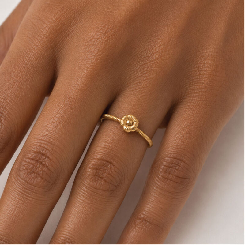 22ct Gold Rosette Solo Flower Ring | 5mm 22ct Gold Rosette Solo Flower Ring | 5mm