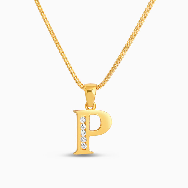 22ct Gold P Initial Pendant with CZ 22ct Gold P Initial Pendant with CZ
