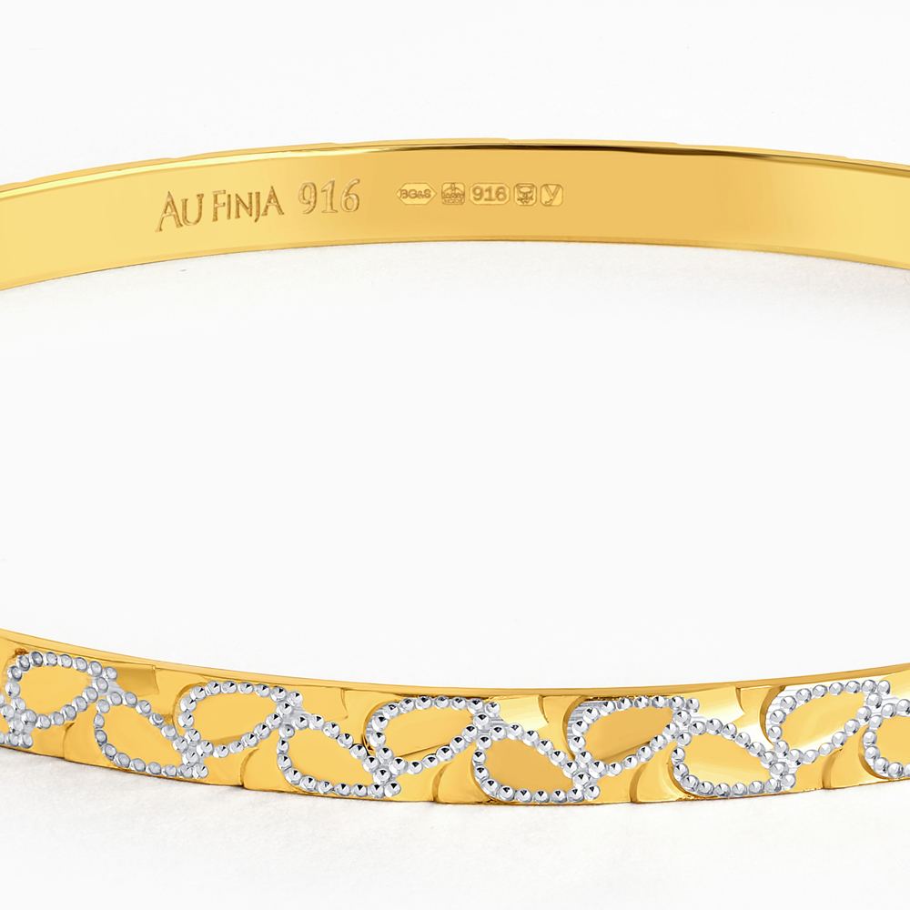 Rodyum Yaprak Tasarımlı 22 Ayar Altın Bileklik Rodyum Yaprak Tasarımlı 22 Ayar Altın Bileklik