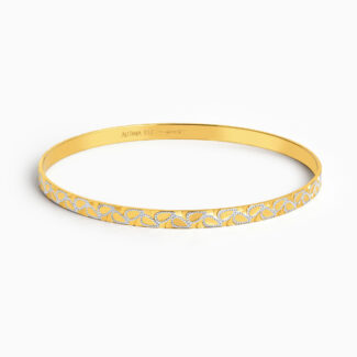 22ct Gold Bangle with Rhodium Leaf Design 22ct Gold Bangle with Rhodium Leaf Design