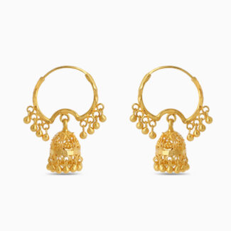 22ct Gold Bali Earrings with Jhumka Drop 22ct Gold Bali Earrings with Jhumka Drop