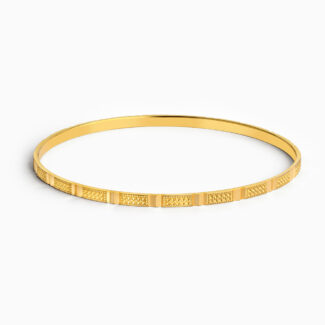 22ct Gold Textured Block Pattern Bangle
