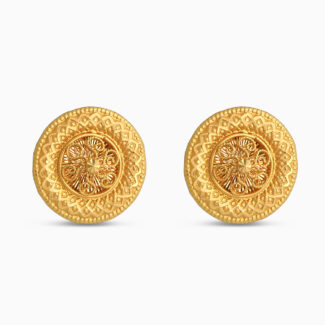 Mandala Coin Stud Earrings | 22ct Gold Aiyna Collection