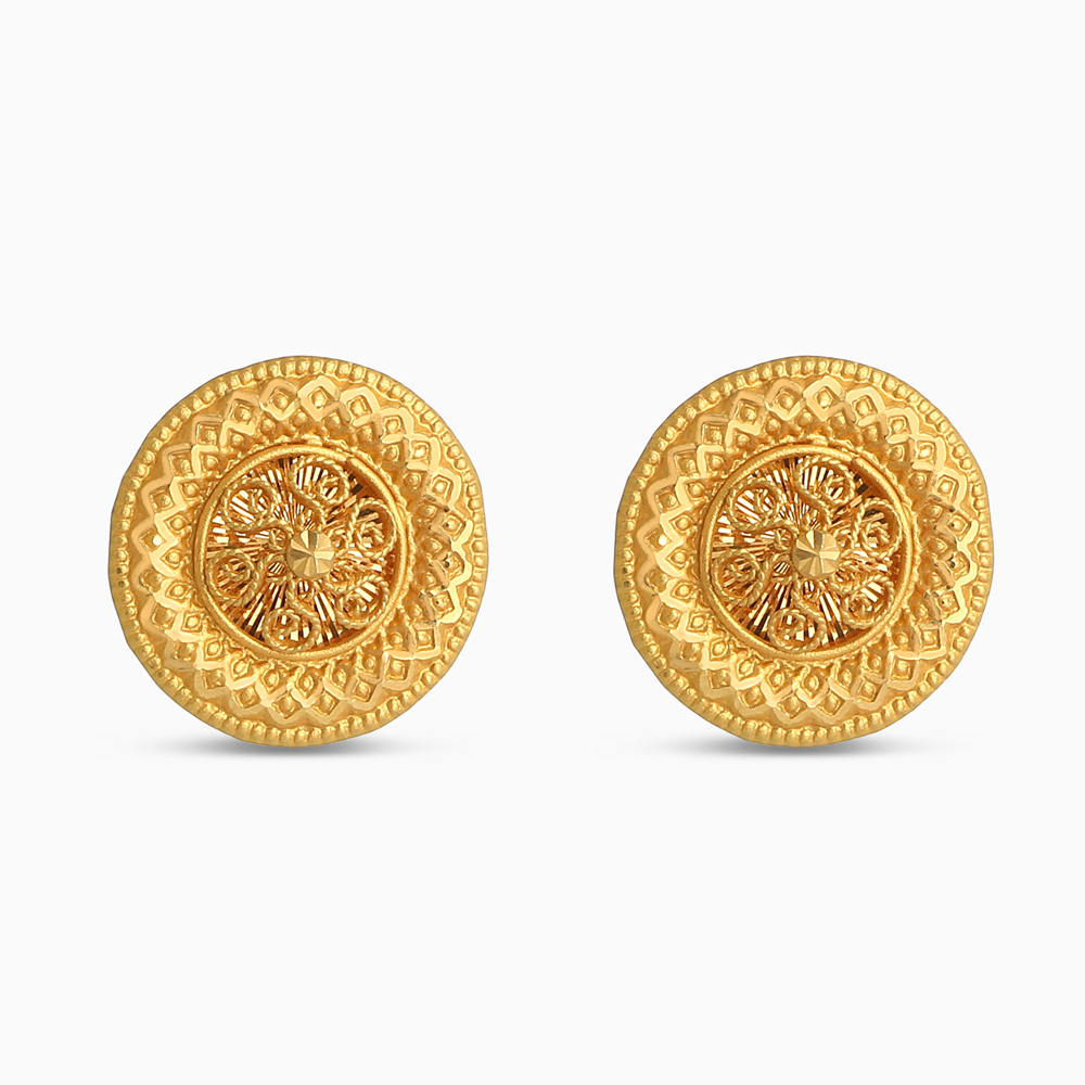 Mandala Sikke Saplama Küpe | 22 Ayar Altın Aiyna Koleksiyonu Mandala Sikke Saplama Küpe | 22 Ayar Altın Aiyna Koleksiyonu